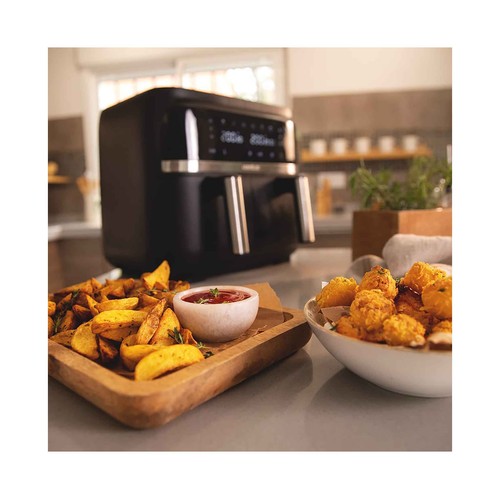 Freidora de aire con 2 cestillos CECOTEC Cecofry Advance Double, 2850W, capacidad 9L, temperatura dual.