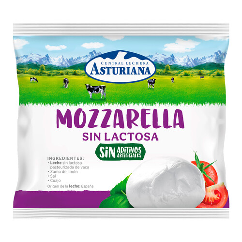 Mozzarella sin lactosa ASTURIANA y TOSCANELLA Bola de 100g.