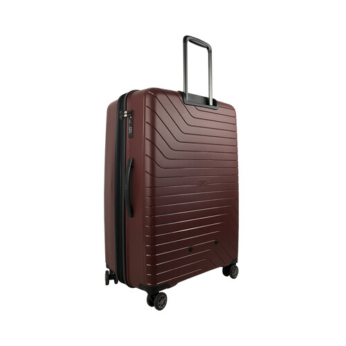 Maleta grande de polipropileno granate de 75 cm y 8 ruedas, AIRPORT ALCAMPO.