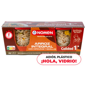 Imagen de NOMEN Arroz integral con verduras, vasito para microondas 2 uds x 140 g.