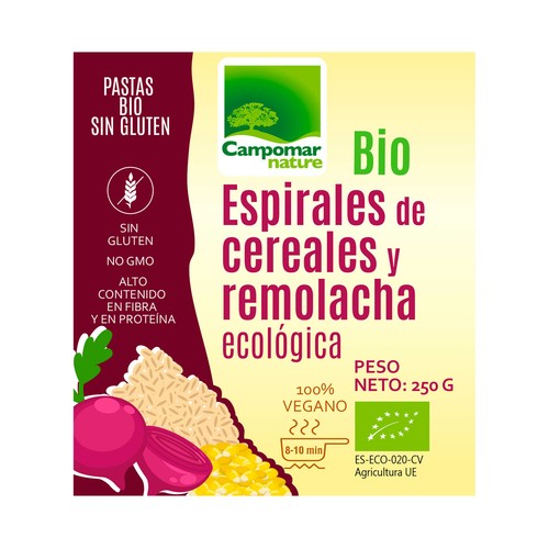 CAMPOMAR NATUR Bio Espirales de cereales y remolacha ecológica 250 g.
