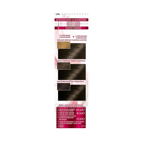 GARNIER Color sensation Coloración permanente e intensa reutilizable para bol y pincel, tono 3.0 Castaño oscuro.