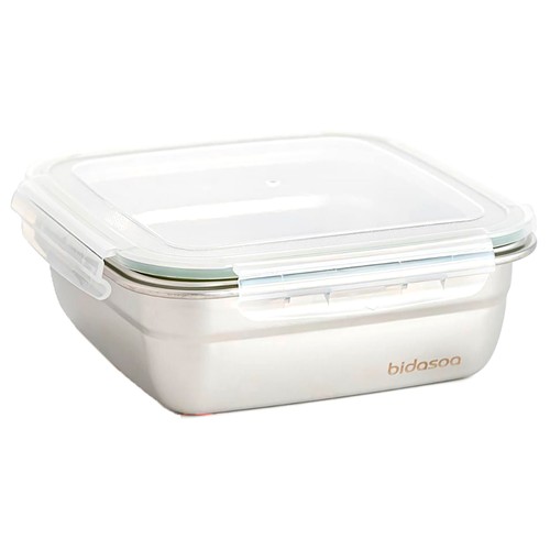 Hermético rectangular BIDASOA de 1,8 litros, inox de 18,3x5x6,8cm.