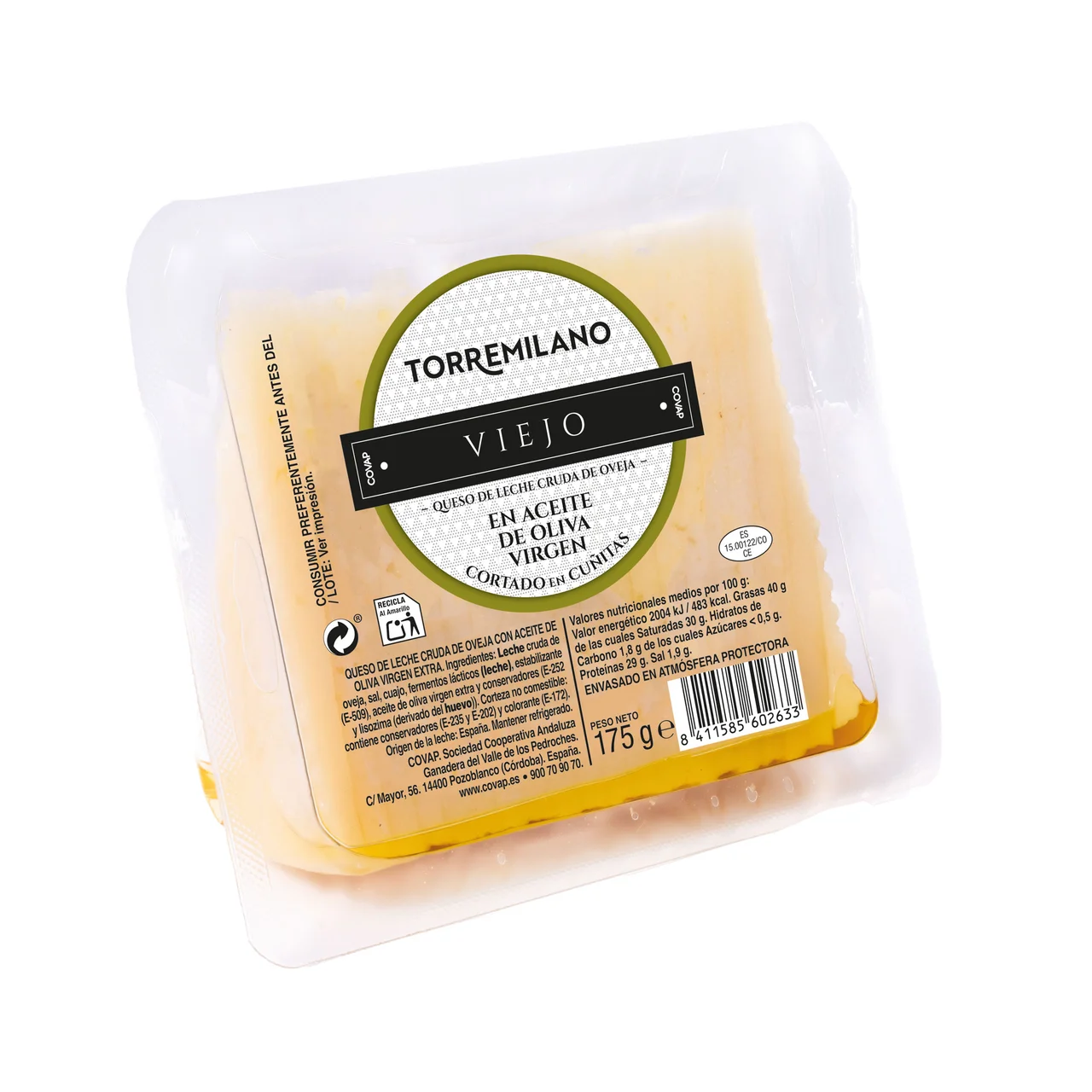 TORREMILANO Queso de oveja cortado en aceite de oliva virgen TORREMILANO 200 g.