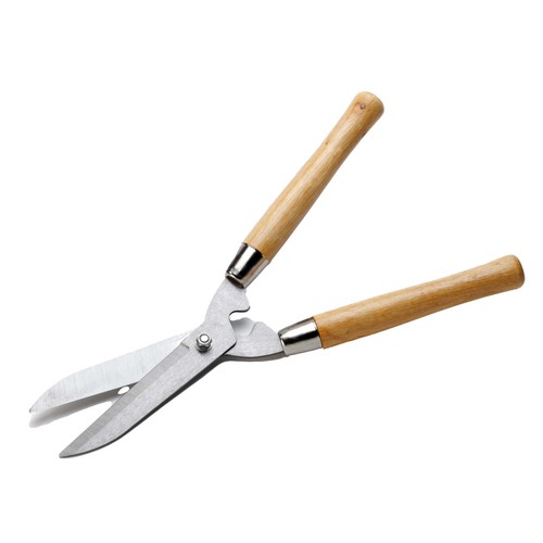 Tijera cortasetos con hoja de acero A36 de 0,3 cm  y mangos de madera IBERLUS.