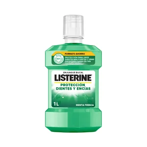 LISTERINE Enjuague bucal de uso diario, son sabor a menta fresca, para el cuidado de dientes y encías 1 l.