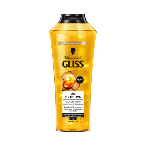 GLISS Champú nutritivo para cabello castigado o quebradizo GLISS Ultimate oil elixir de Schwarzkopf 370 ml.