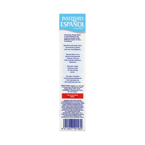 INSTITUTO ESPAÑOL Ultratopic Gel suave e hidratante para ducha o baño sin perfume 500 ml.