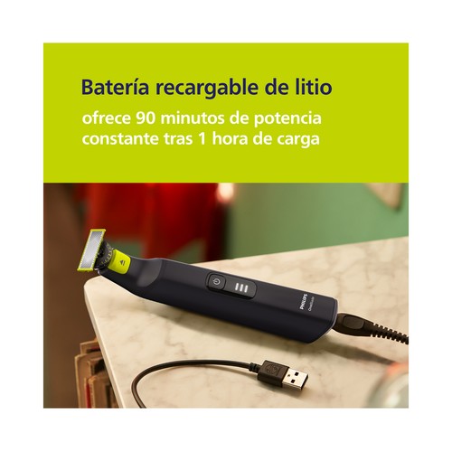 Afeitadora PHILIPS One Blade Pro QP6542/15 (Autonomía 90 min - Recargable).