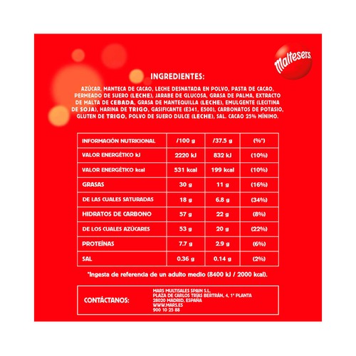 MALTESERS Teasers Tableta de chocolate relleno de frutos secos 150 g.