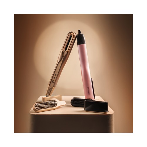 Plancha de pelo con flujo de aire CECOTEC AirLisse 2 en 1 ForceDry Duo Champagne, placas flotantes, máximo 220ºC