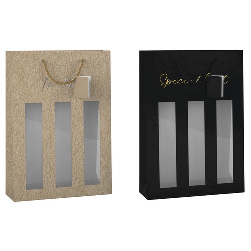 Bolsa de regalo para 3 Botellas de Vino modelos surtidos, AUCHAN