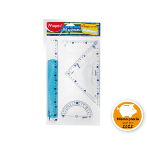 Imagen de Set de trazado transparende que incluye: regla, escuadra, cartabón y transportador de ángulos MAPED.