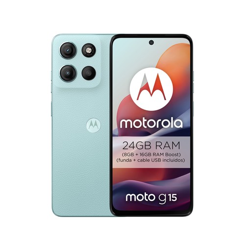Smartphone MOTOROLA Moto G15 Glacier Blue, 4G, 512GB + 8GB Ram, pantalla 17cm (6,72")