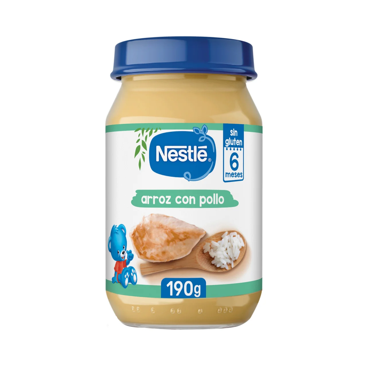 Tarrito con textura fina de pollo con arroz, a partir de 6 meses 190 g.