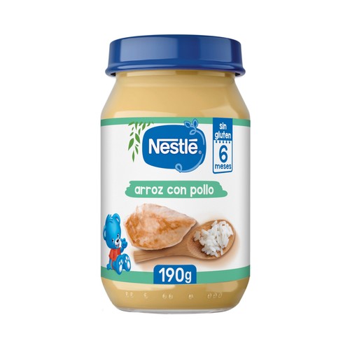 NESTLÉ Tarrito con textura fina de pollo con arroz, a partir de 6 meses 190 g.