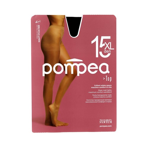 Panty transparente mate, 15den, POMPEA, color negro, talla XL.