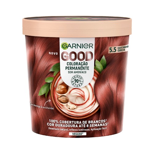 GARNIER Good Coloracion permanente sin amoniaco, tono 5.5 Castaño cereza.