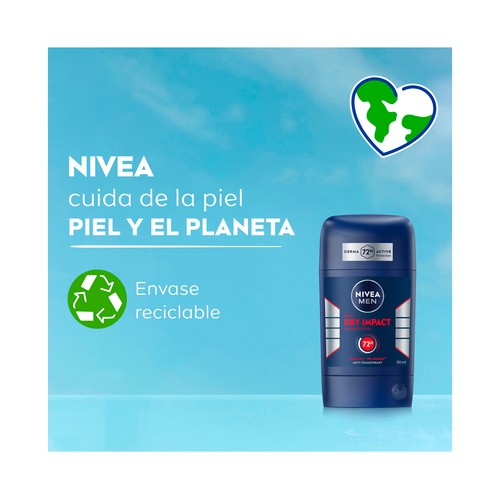 NIVEA Men dry impact Desodorante en stick para hombres, antitranspirante hasta 72 horas 50 ml.