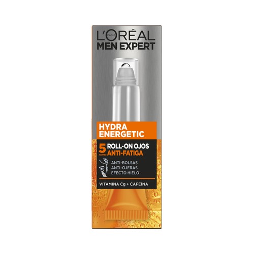 L´ORÉAL PARIS Men expert Hydra energetic Roll on de ojos antifatiga, anti bolsas y anti ojeras 10 ml.
