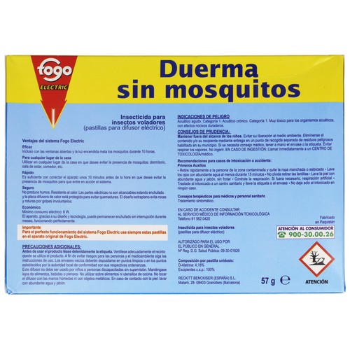 FOGO Recambio de repelente de mosquitos eléctrico en pastillas FOGO 60 pastillas