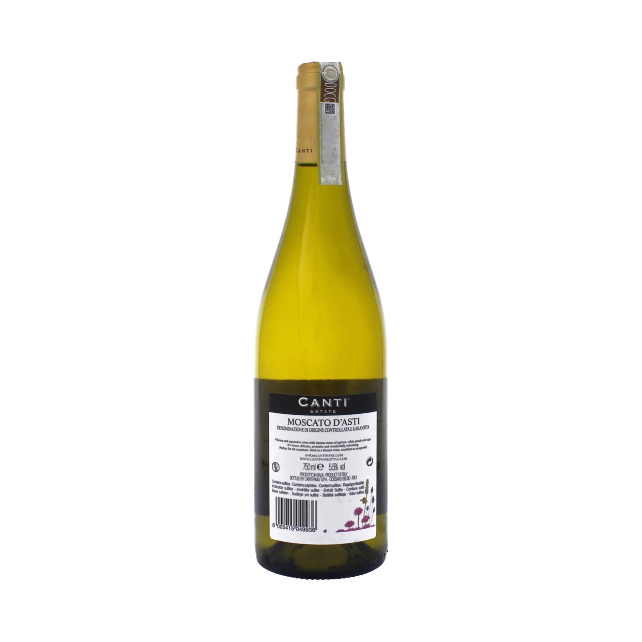 CANTI Vino blanco de Italia con D.O. controlada DOC Moscato D´Asti botella 75 cl.