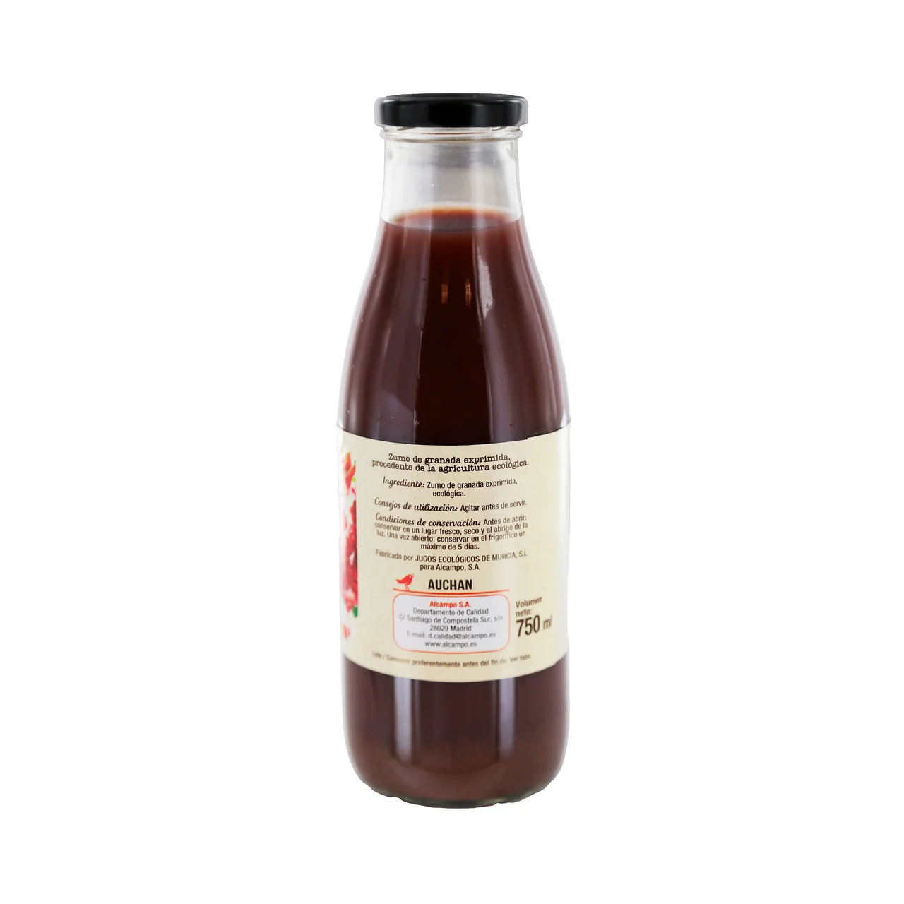 PRODUCTO ALCAMPO Bio Zumo de granada exprimida procedente de agricultura ecológica bote 75 cl.