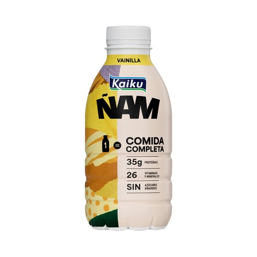 KAIKU Ñam Bebida láctea proteica sabor vainilla sin lactosa ni gluten 500 ml.