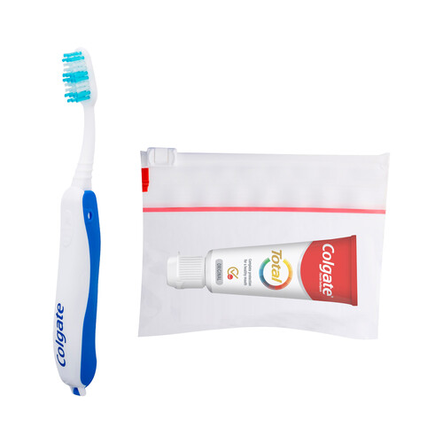 COLGATE Kit dental de viaje, con cepillo de dientes plegable, pasta de dientes (20 ml) y neceser COLGATE.