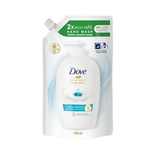 DOVE Recambio de jabón de manos líquido con textura crema y acción hidratante 500 ml.