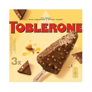TOBLERONE Helado de chocolate con miel recubierto de chocolate con leche y trocitos de almendra 3 x 90 ml.
