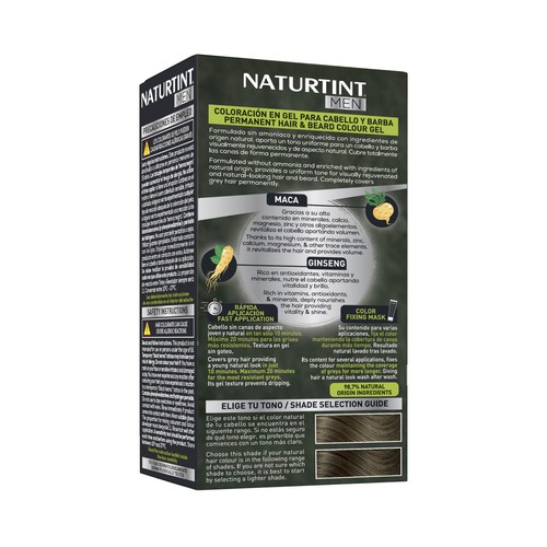 NATURTINT Men tono 7N rubio avellana Coloración permanente en gel para barba y cabello.
