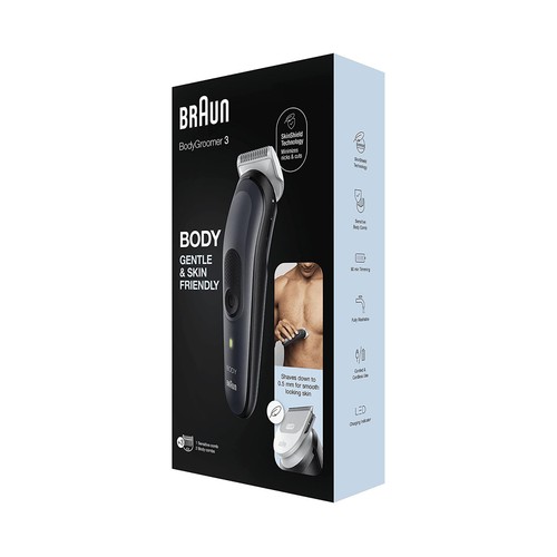 Afeitadora corporal BRAUN BG3350, tecnología SkinShield, uso en seco y en mojado, autonomía 100min.