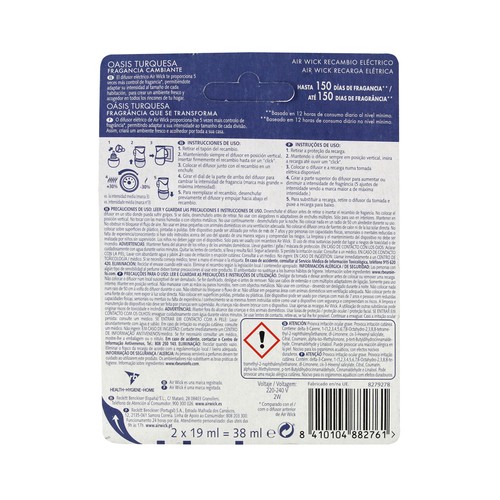 AIR WICK Recambio eléctrico con esencia a oasis AIR WICK Life scents 2 uds.x 19 ml.