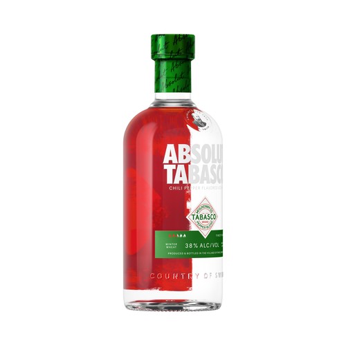 ABSOLUT Tabasco Vodka blanco con sabor a chile picante botella 70 cl.