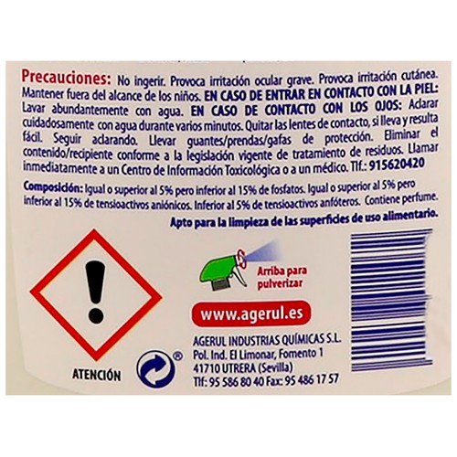 AGERUL Limpiador quitagrasas concentrado AGERUL 750 ml.