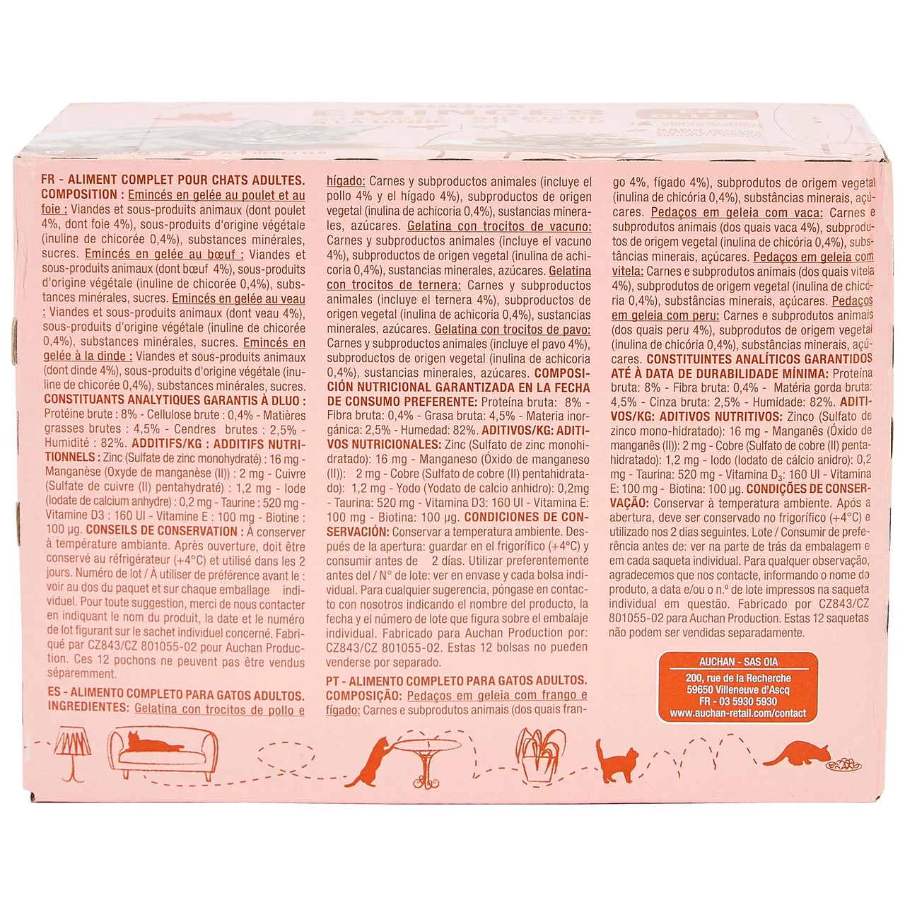 PRODUCTO ALCAMPO Comida húmeda para gatos de gelatina de carne 12 x 100 g.