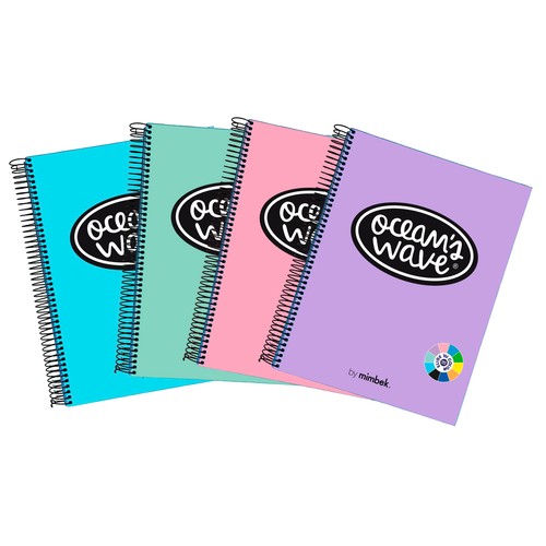 Cuaderno A5 tapa PP 150 hojas 80 gr 5x5 4 colores pastel. OCEAN´S WAVE
