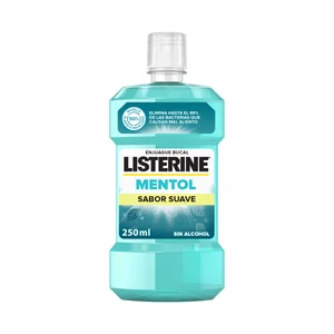 LISTERINE Enjuage bucal de uso diario sin alcohol, con flúor y sabor suave a mentol 250 ml.