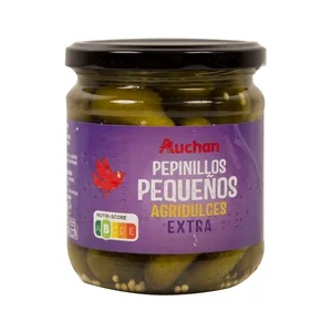 PRODUCTO ALCAMPO Pepinillos pequeños agridulces frasco de 180 g.