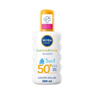 NIVEA Sun babies & kids sensitive Protector (loción) solar infantil 5 en 1 con FPS 50+ (muy alto) 200 ml.