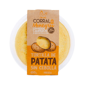 CORRAL DE MONEGROS Tortilla de patatas fresca y sin cebolla CORRAL DE MONEGROS 650 g.