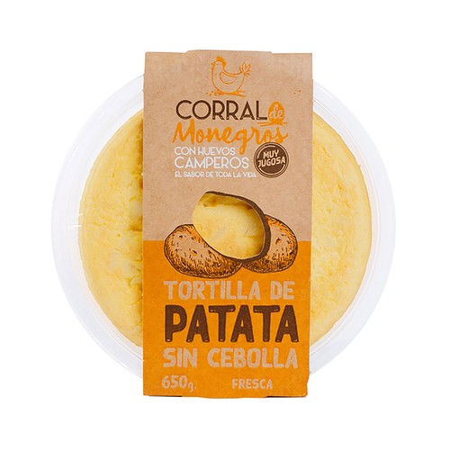 CORRAL DE MONEGROS Tortilla de patatas fresca y sin cebolla CORRAL DE MONEGROS 650 g.