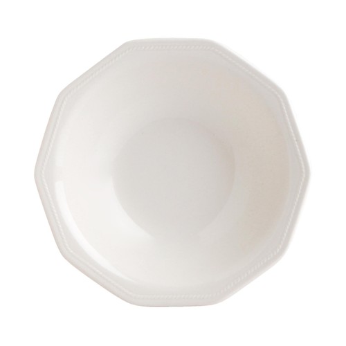 Plato hondo de porcelana blanca con forma de decágono y ala decorada con flores azules, 20,5cm., Elisabeth CHURCHILL