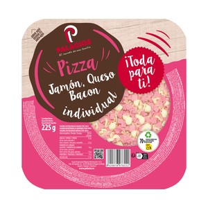Pizza de jamón, bacon y queso Palacios 225 g.
