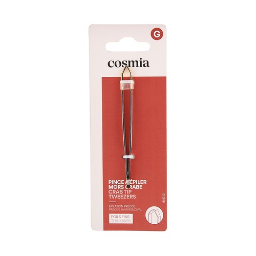 COSMIA Pinza metálica depilación con punta cangrejo, para pelo corto y fino sin romperlo.