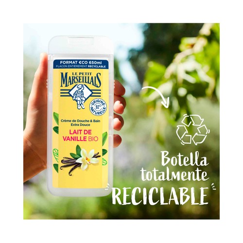 LE PETIT MARSEILIAIS Gel hidratante y nutritivo extra suave, con leche de vainilla bio, para pieles sensibles 650 ml.