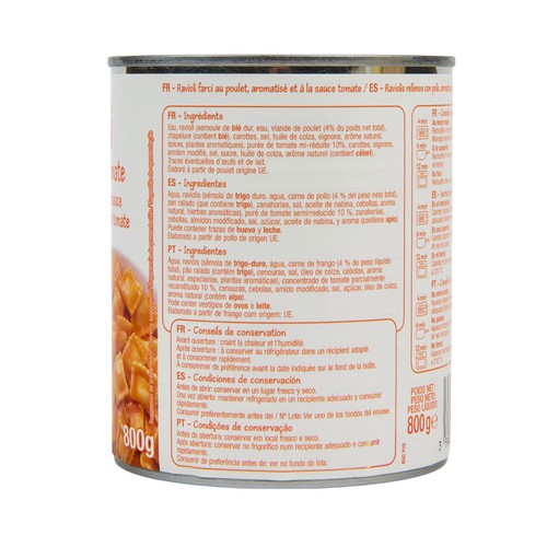 PRODUCTO ALCAMPO Raviolis con tomate en lata 800gr
