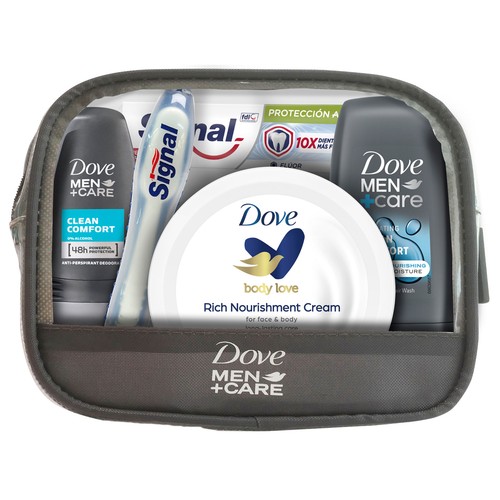 DOVE Men + care Neceser de viaje con productos para la higiene masculina.