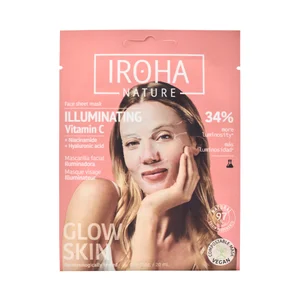 IROHA NATURE Mascarilla facial iluminadora e hidratante con vitamina C y ácido Hialurónico.